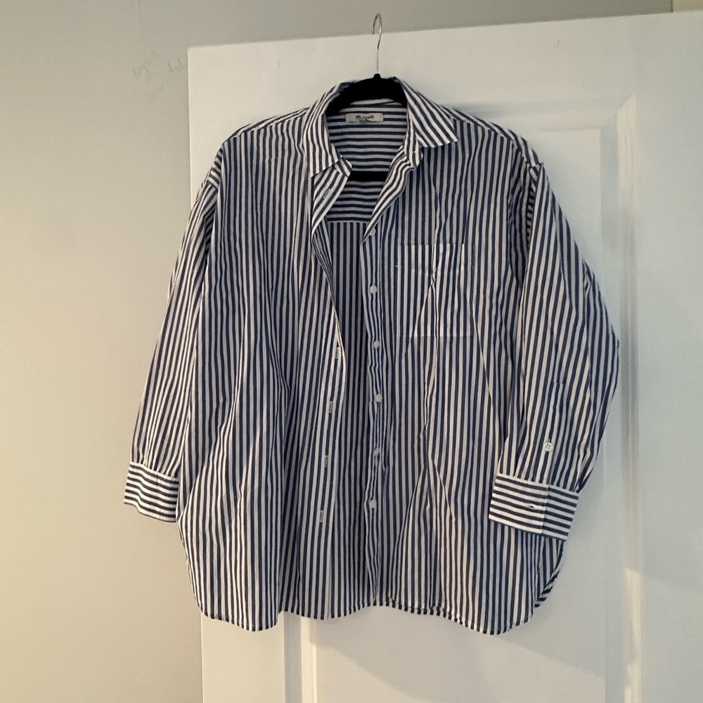 Madewell striped blue button down